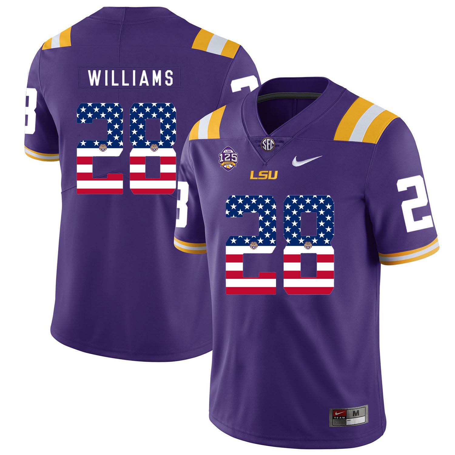 Men LSU Tigers #28 Williams Purple Flag Customized NCAA Jerseys->customized ncaa jersey->Custom Jersey